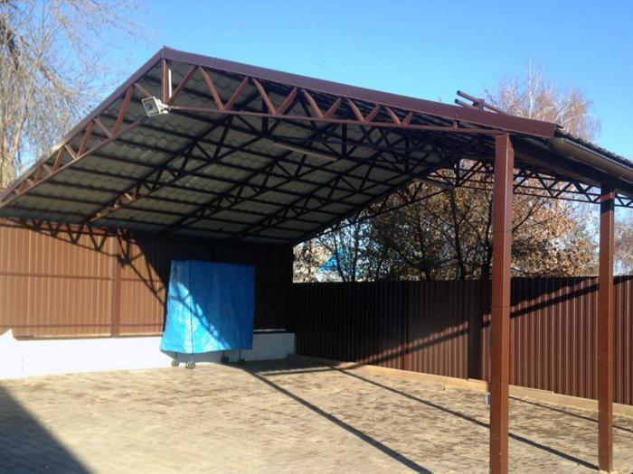 Двускатный навес из металлочерепицы